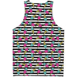 Black Striped Ice Cream Pattern Print Men's Tank Top