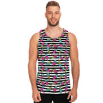Black Striped Ice Cream Pattern Print Men's Tank Top