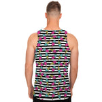 Black Striped Ice Cream Pattern Print Men's Tank Top