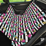Black Striped Ice Cream Pattern Print Pet Car Back Seat Cover