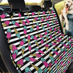 Black Striped Ice Cream Pattern Print Pet Car Back Seat Cover