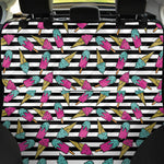 Black Striped Ice Cream Pattern Print Pet Car Back Seat Cover