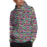 Black Striped Ice Cream Pattern Print Pullover Hoodie