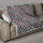 Black Striped Ice Cream Pattern Print Quilt