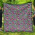 Black Striped Ice Cream Pattern Print Quilt