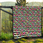 Black Striped Ice Cream Pattern Print Quilt