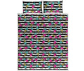 Black Striped Ice Cream Pattern Print Quilt Bed Set