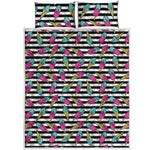 Black Striped Ice Cream Pattern Print Quilt Bed Set