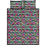 Black Striped Ice Cream Pattern Print Quilt Bed Set