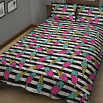 Black Striped Ice Cream Pattern Print Quilt Bed Set