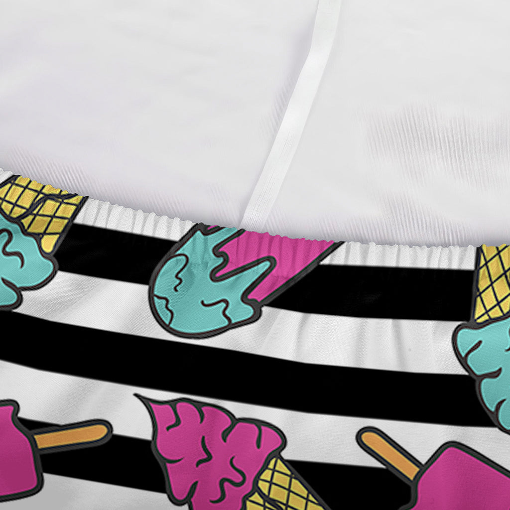 Black Striped Ice Cream Pattern Print Sofa Cover