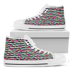 Black Striped Ice Cream Pattern Print White High Top Shoes