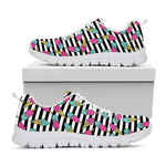 Black Striped Ice Cream Pattern Print White Sneakers