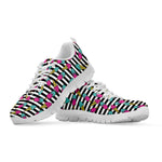 Black Striped Ice Cream Pattern Print White Sneakers