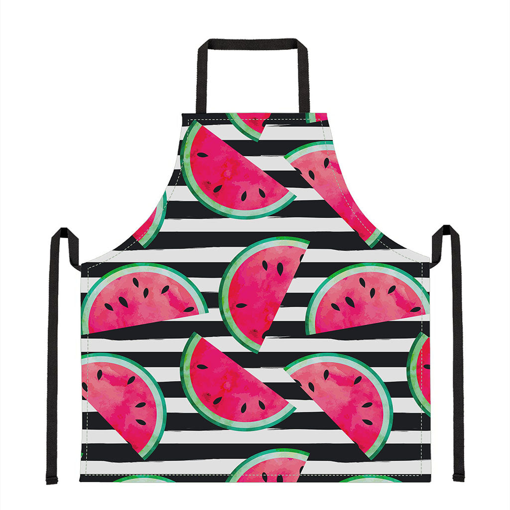 Black Striped Watermelon Pattern Print Apron