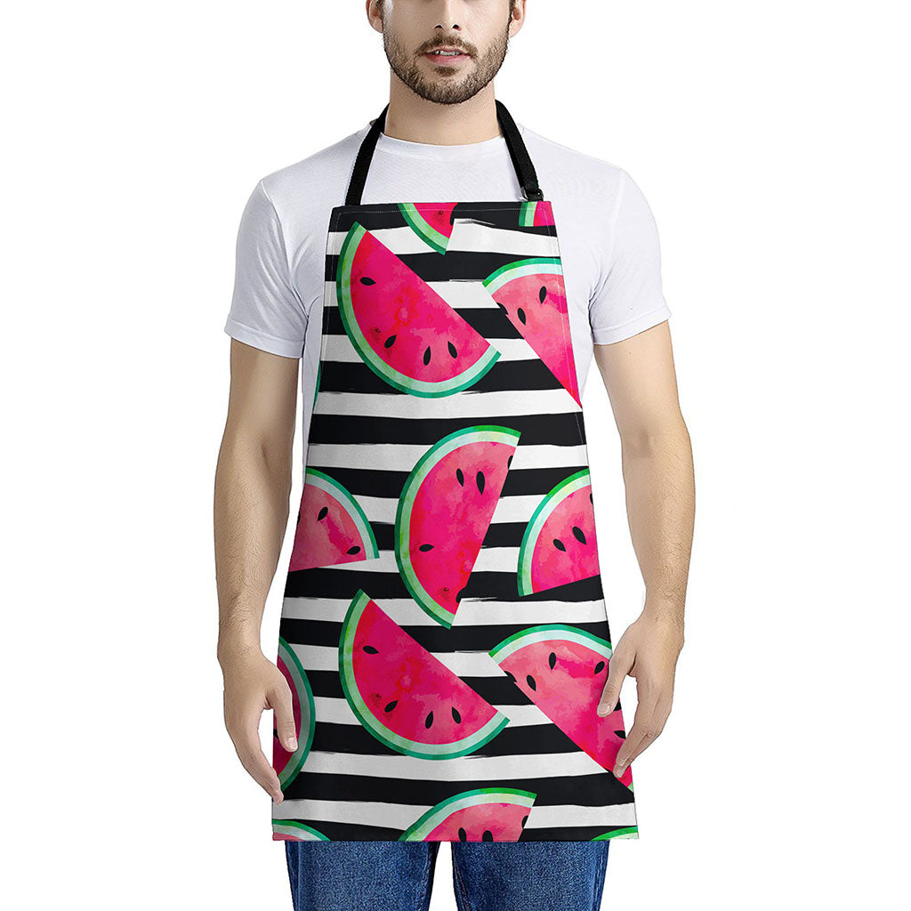 Black Striped Watermelon Pattern Print Apron