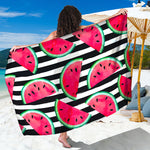 Black Striped Watermelon Pattern Print Beach Sarong Wrap