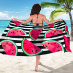 Black Striped Watermelon Pattern Print Beach Sarong Wrap