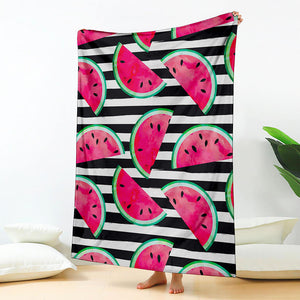 Black Striped Watermelon Pattern Print Blanket