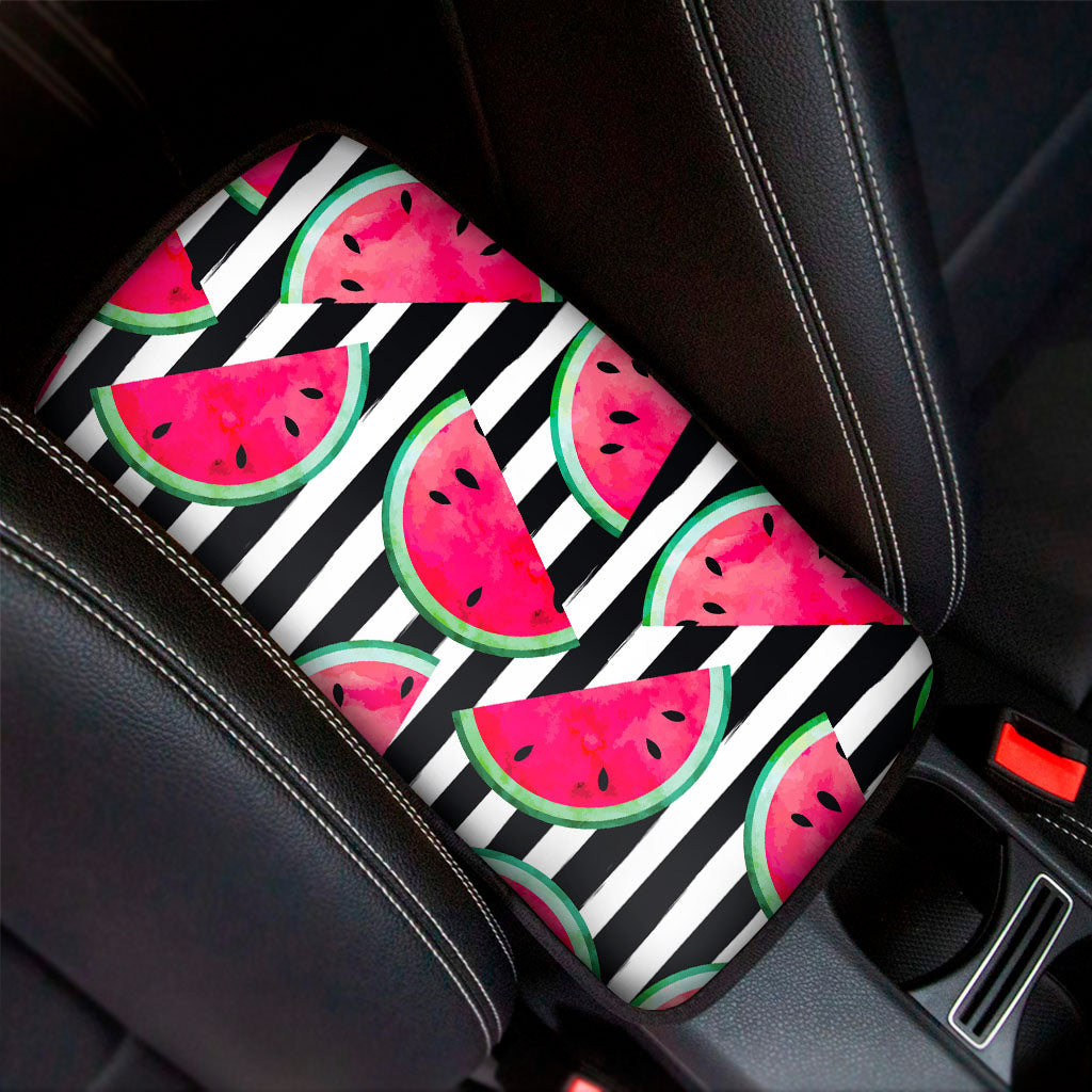 Black Striped Watermelon Pattern Print Car Center Console Cover