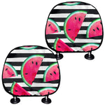 Black Striped Watermelon Pattern Print Car Headrest Covers