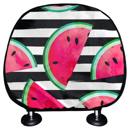 Black Striped Watermelon Pattern Print Car Headrest Covers