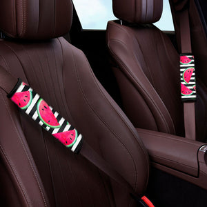 Black Striped Watermelon Pattern Print Car Seat Belt Covers