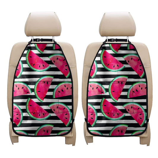 Black Striped Watermelon Pattern Print Car Seat Organizers