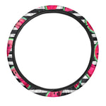 Black Striped Watermelon Pattern Print Car Steering Wheel Cover