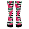 Black Striped Watermelon Pattern Print Crew Socks