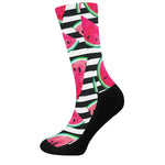 Black Striped Watermelon Pattern Print Crew Socks