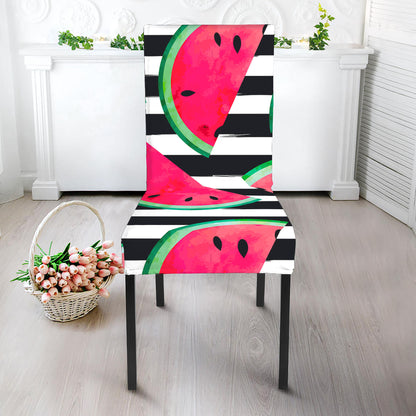 Black Striped Watermelon Pattern Print Dining Chair Slipcover