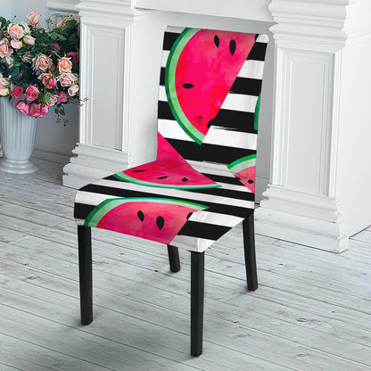 Black Striped Watermelon Pattern Print Dining Chair Slipcover