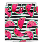 Black Striped Watermelon Pattern Print Duvet Cover Bedding Set