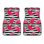 Black Striped Watermelon Pattern Print Front Car Floor Mats