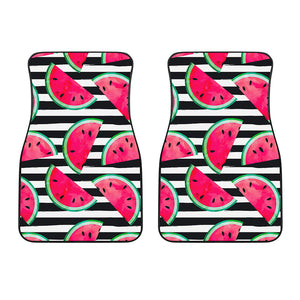 Black Striped Watermelon Pattern Print Front Car Floor Mats