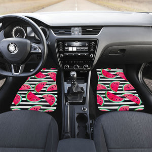 Black Striped Watermelon Pattern Print Front Car Floor Mats