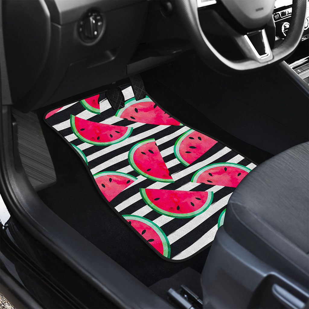 Black Striped Watermelon Pattern Print Front Car Floor Mats