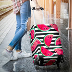 Black Striped Watermelon Pattern Print Luggage Cover GearFrost