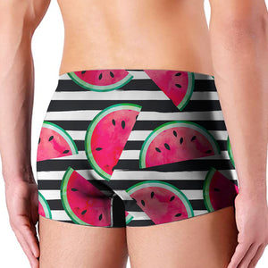 Black Striped Watermelon Pattern Print Men's Boxer Briefs