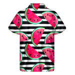 Black Striped Watermelon Pattern Print Men's Short Sleeve Shirt