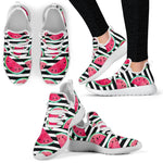 Black Striped Watermelon Pattern Print Mesh Knit Shoes GearFrost