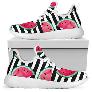 Black Striped Watermelon Pattern Print Mesh Knit Shoes GearFrost