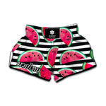 Black Striped Watermelon Pattern Print Muay Thai Boxing Shorts