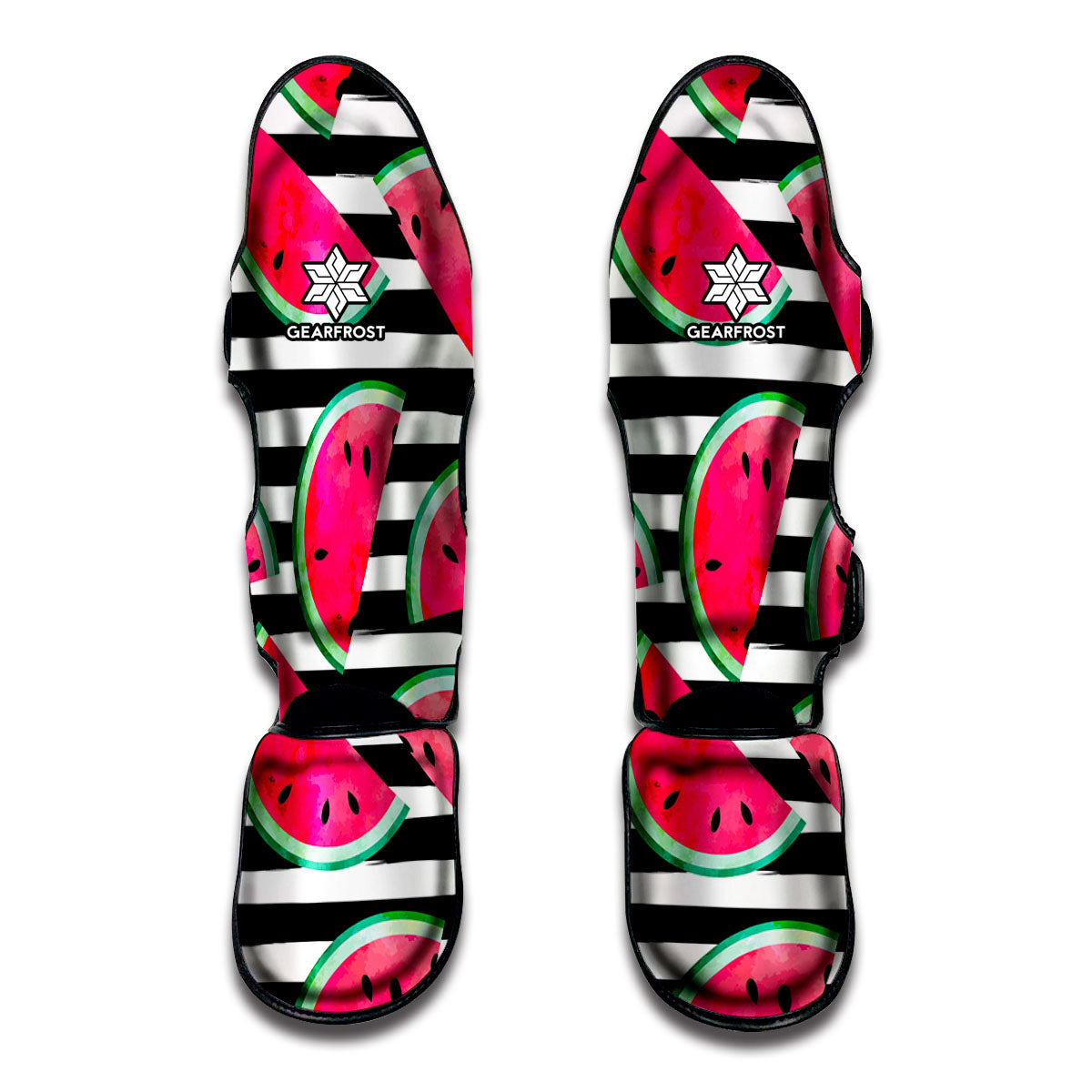 Black Striped Watermelon Pattern Print Muay Thai Shin Guard