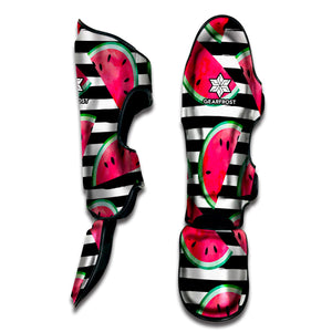 Black Striped Watermelon Pattern Print Muay Thai Shin Guard