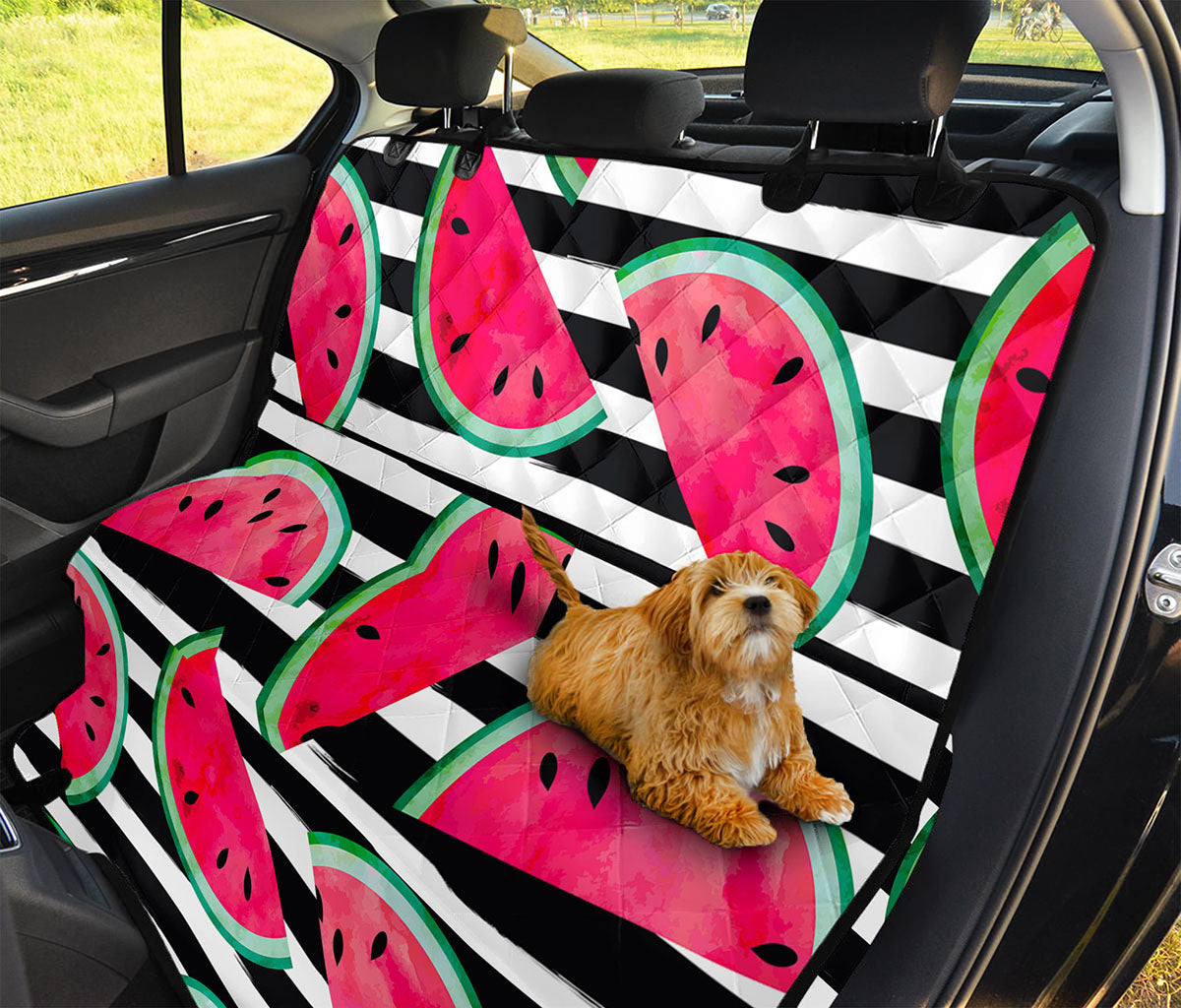 Black Striped Watermelon Pattern Print Pet Car Back Seat Cover