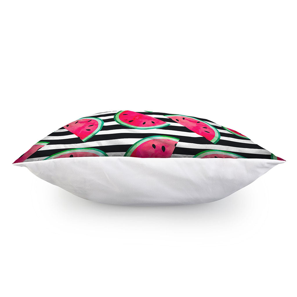 Black Striped Watermelon Pattern Print Pillow Cover