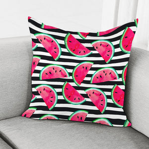 Black Striped Watermelon Pattern Print Pillow Cover