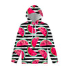 Black Striped Watermelon Pattern Print Pullover Hoodie